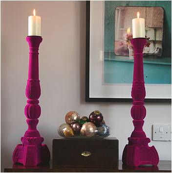 Pink Flocked Candles